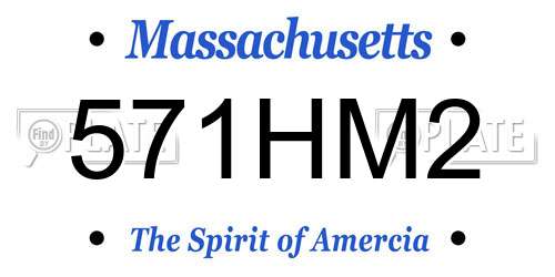 571HM2 Massachusetts License Plate