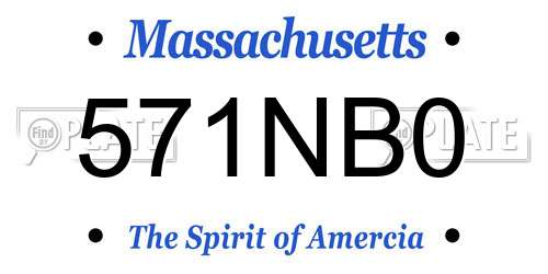 571NB0 Massachusetts License Plate