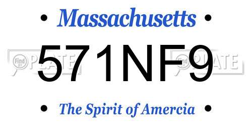 571NF9 Massachusetts License Plate