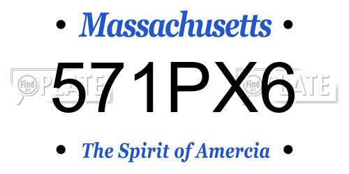 571PX6 Massachusetts License Plate