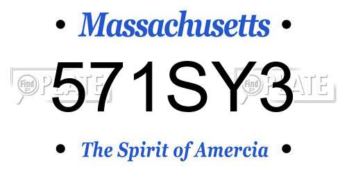571SY3 Massachusetts License Plate