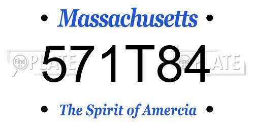 571T84 Massachusetts License Plate