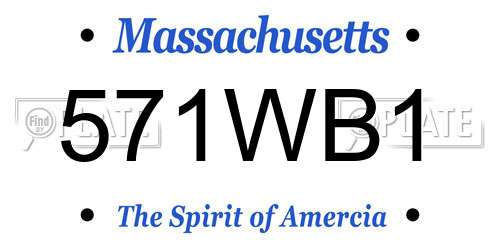 571WB1 Massachusetts License Plate