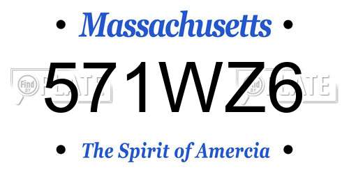 571WZ6 Massachusetts License Plate