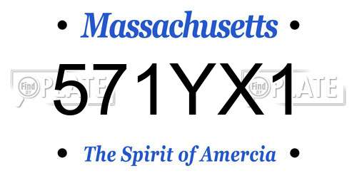 571YX1 Massachusetts License Plate