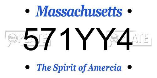 571YY4 Massachusetts License Plate