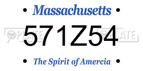 571Z54 Massachusetts License Plate