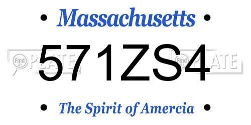 571ZS4 Massachusetts License Plate