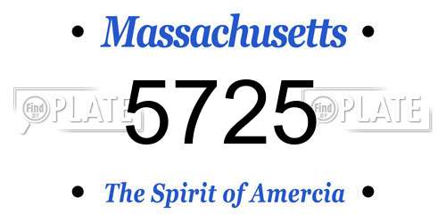 5725 Massachusetts License Plate