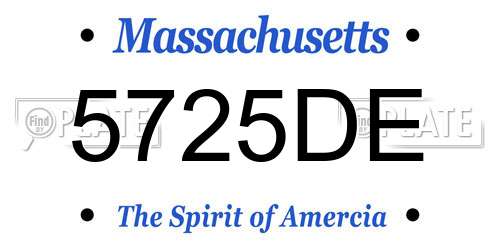 5725DE Massachusetts License Plate