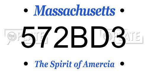 572BD3 Massachusetts License Plate