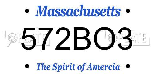 572BO3 Massachusetts License Plate