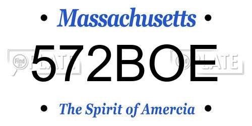 572BOE Massachusetts License Plate