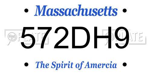 572DH9 Massachusetts License Plate