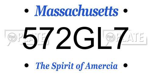 572GL7 Massachusetts License Plate