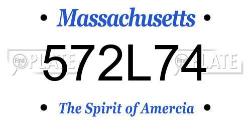 572L74 Massachusetts License Plate