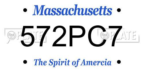 572PC7 Massachusetts License Plate