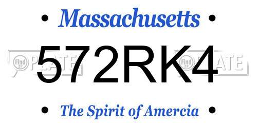 572RK4 Massachusetts License Plate