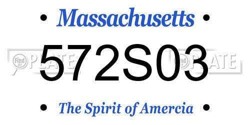 572S03 Massachusetts License Plate