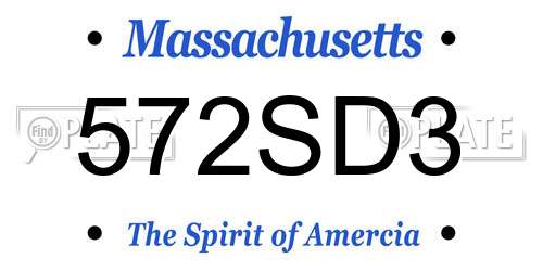572SD3 Massachusetts License Plate