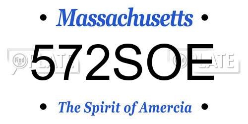 572SOE Massachusetts License Plate