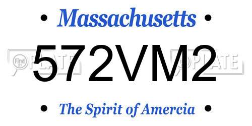 572VM2 Massachusetts License Plate