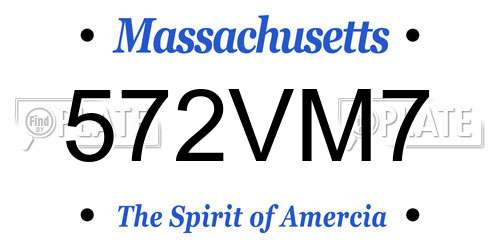 572VM7 Massachusetts License Plate