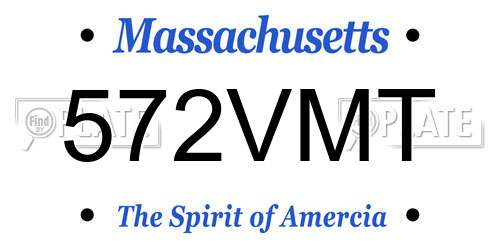 572VMT Massachusetts License Plate