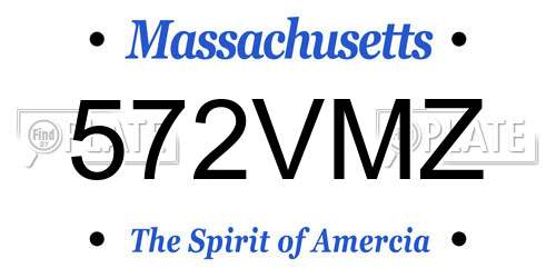572VMZ Massachusetts License Plate