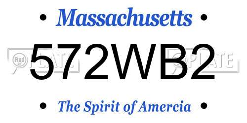 572WB2 Massachusetts License Plate
