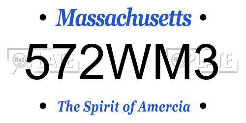 572WM3 Massachusetts License Plate