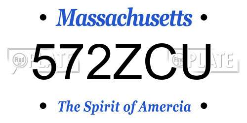 572ZCU Massachusetts License Plate