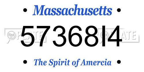 57368I4 Massachusetts License Plate