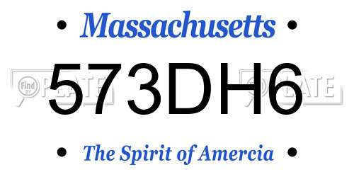573DH6 Massachusetts License Plate