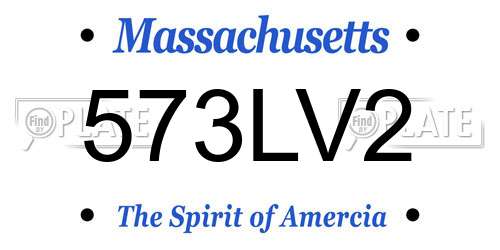 573LV2 Massachusetts License Plate