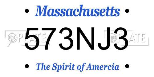 573NJ3 Massachusetts License Plate