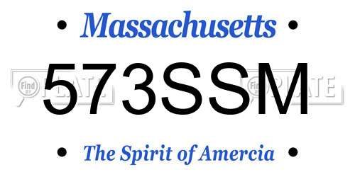 573SSM Massachusetts License Plate