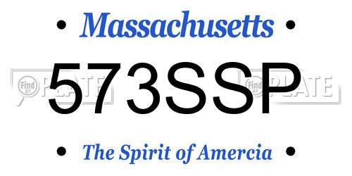 573SSP Massachusetts License Plate