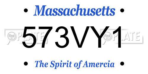 573VY1 Massachusetts License Plate