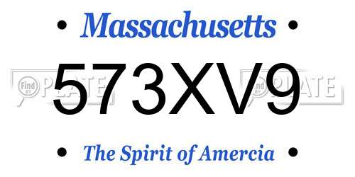 573XV9 Massachusetts License Plate