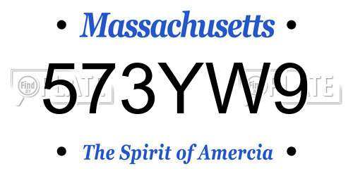 573YW9 Massachusetts License Plate