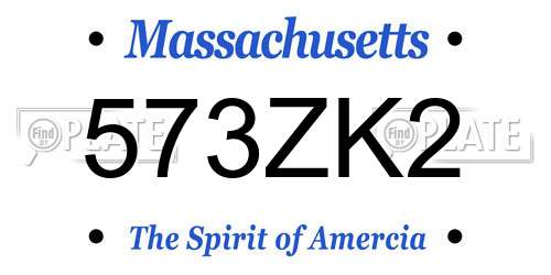 573ZK2 Massachusetts License Plate