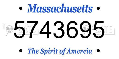 5743695 Massachusetts License Plate