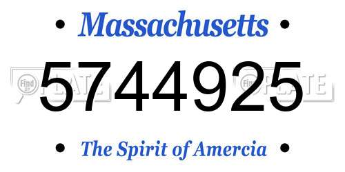 5744925 Massachusetts License Plate