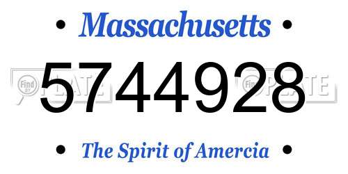 5744928 Massachusetts License Plate
