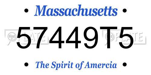 57449T5 Massachusetts License Plate