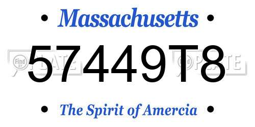 57449T8 Massachusetts License Plate