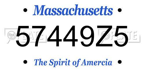 57449Z5 Massachusetts License Plate
