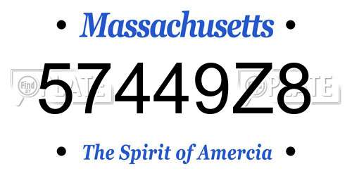 57449Z8 Massachusetts License Plate