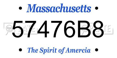 57476B8 Massachusetts License Plate